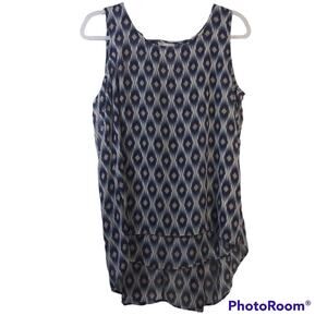 Halo Blue Western Print Layered Tiered Sleeveless Top Size S